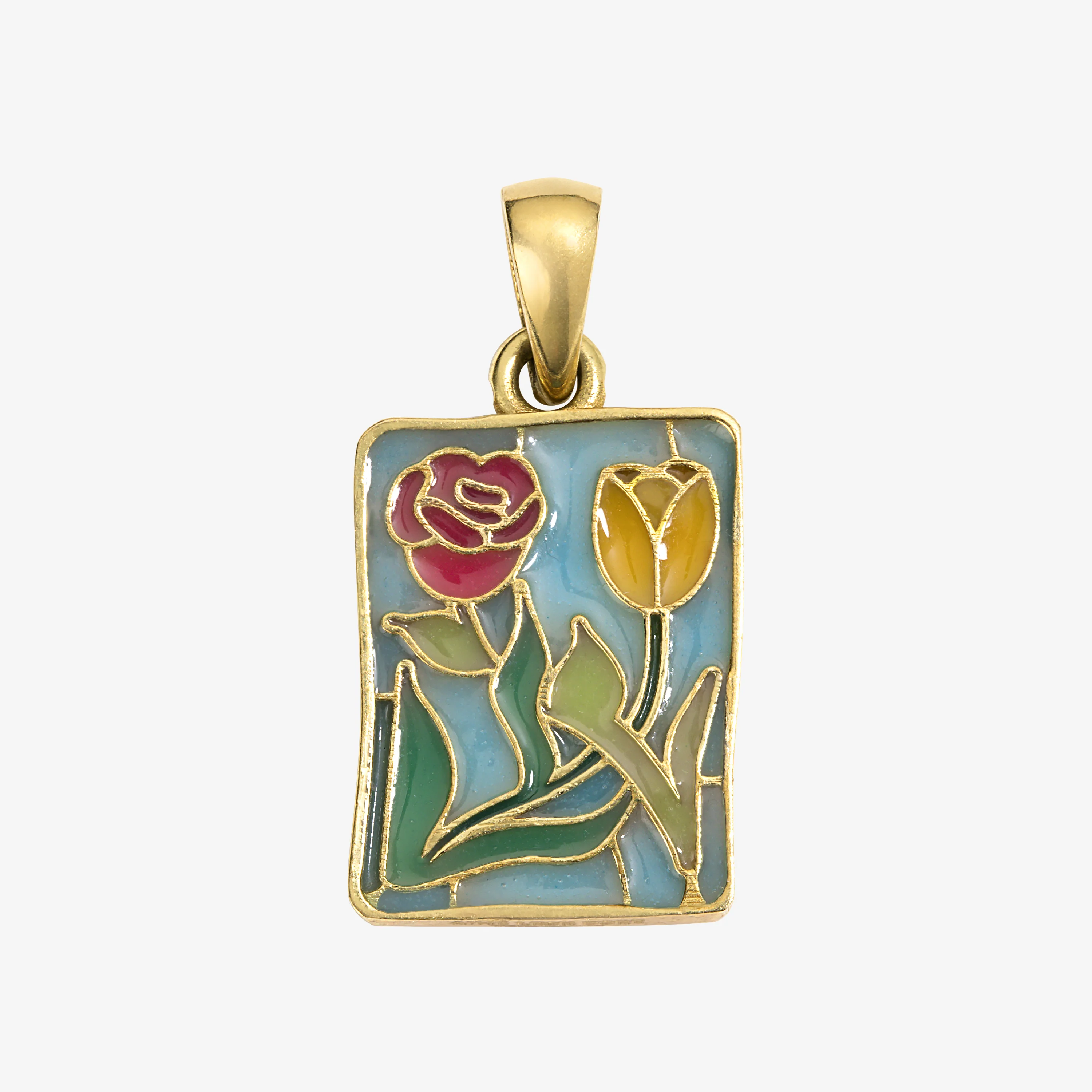 14Kt Gold Stained Glass Crest Pendant - Image 8