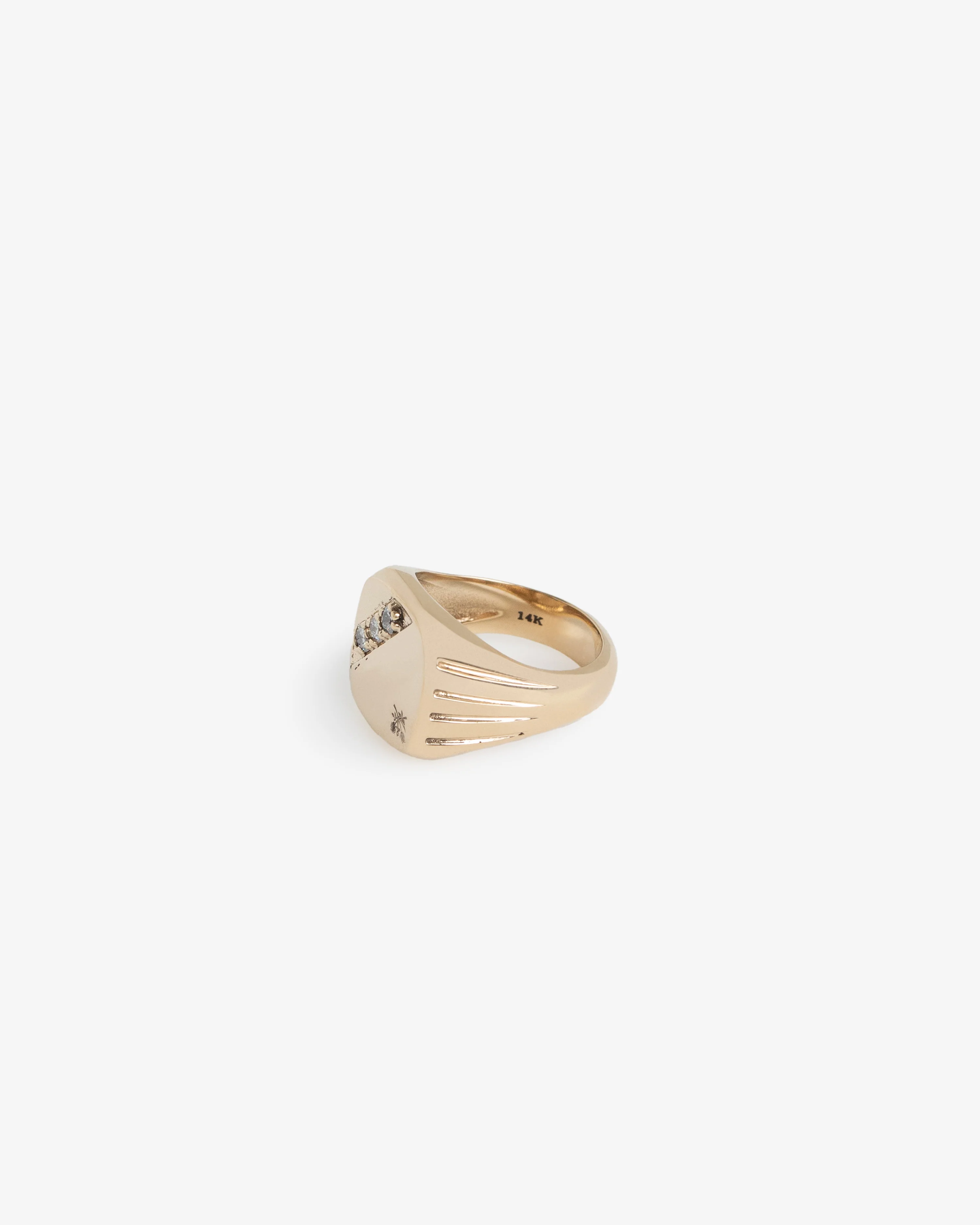 14Kt Gold Diamond Signet  Ring - Image 3