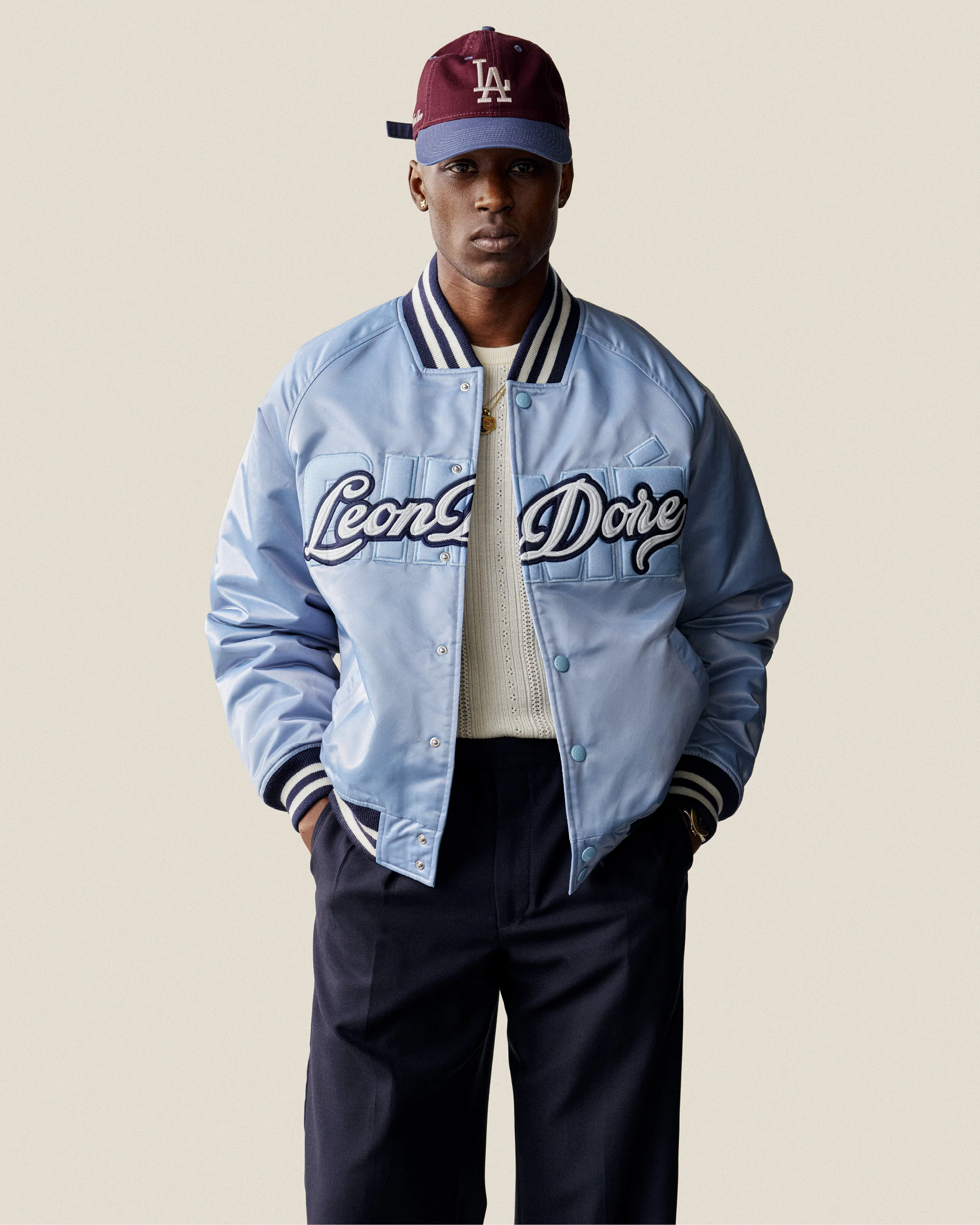 Overlay Logo Satin Varsity Jacket - Image 3