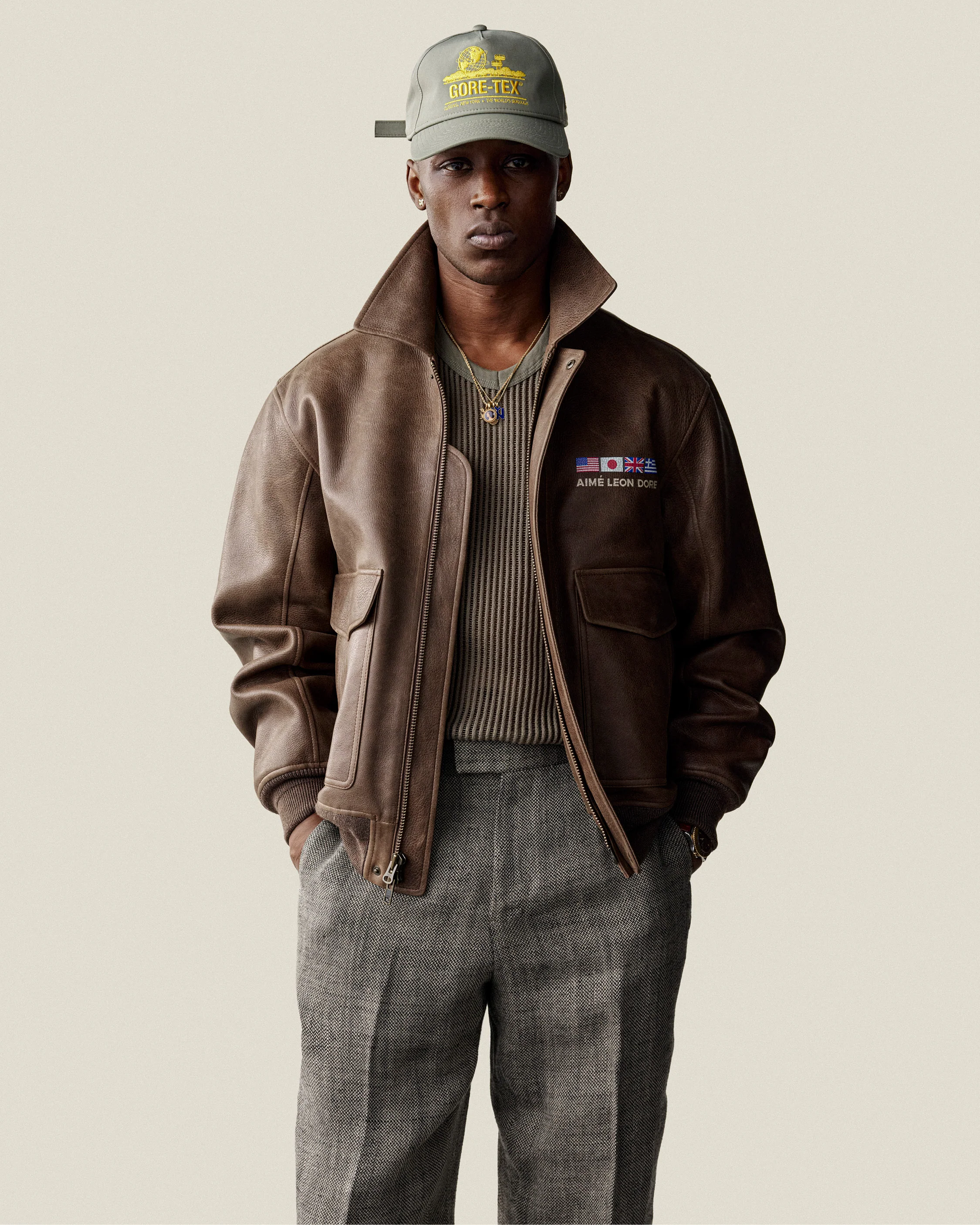 World's Borough Leather Flight Jacket - Image 3