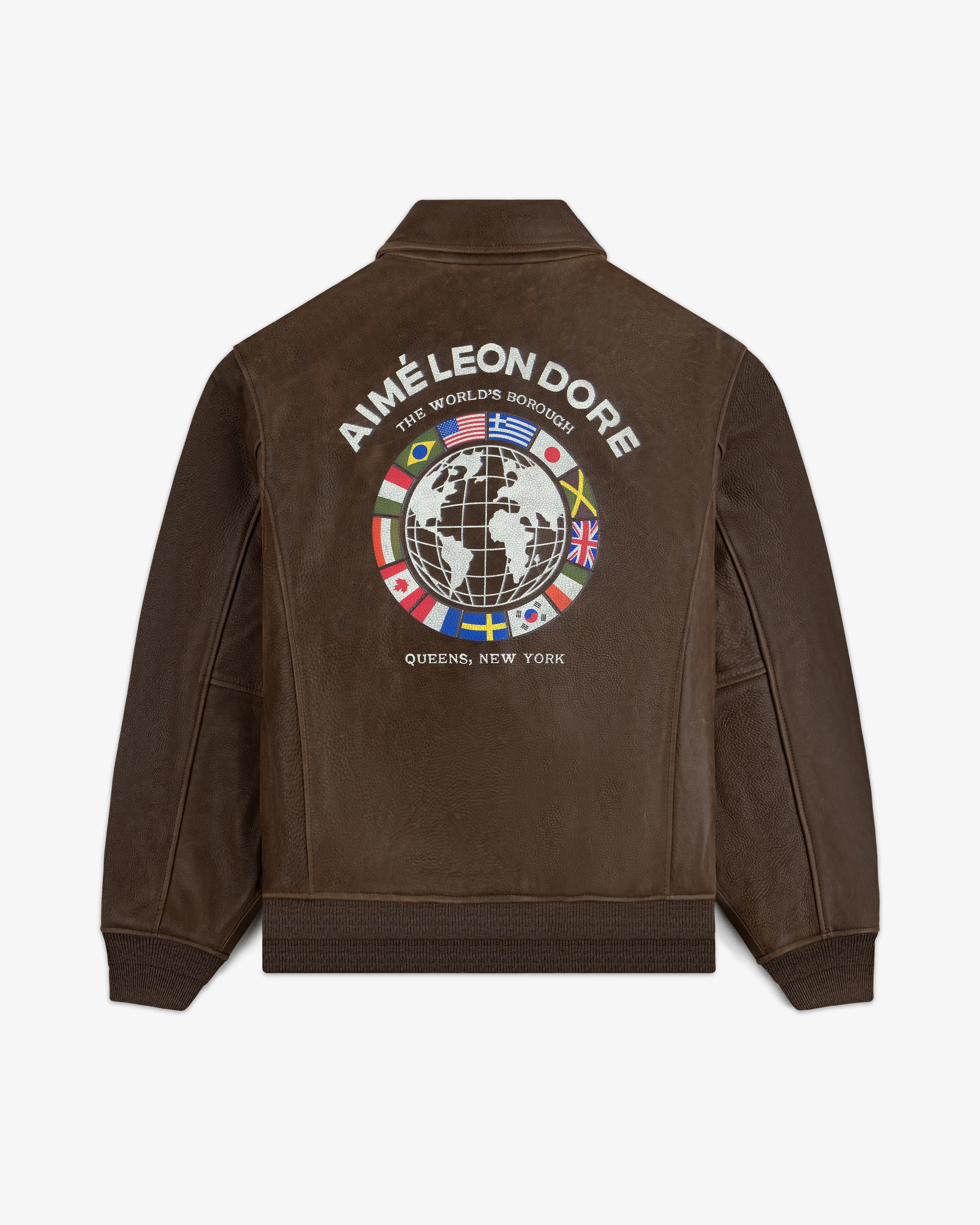 World's Borough Leather Flight Jacket - Image 4
