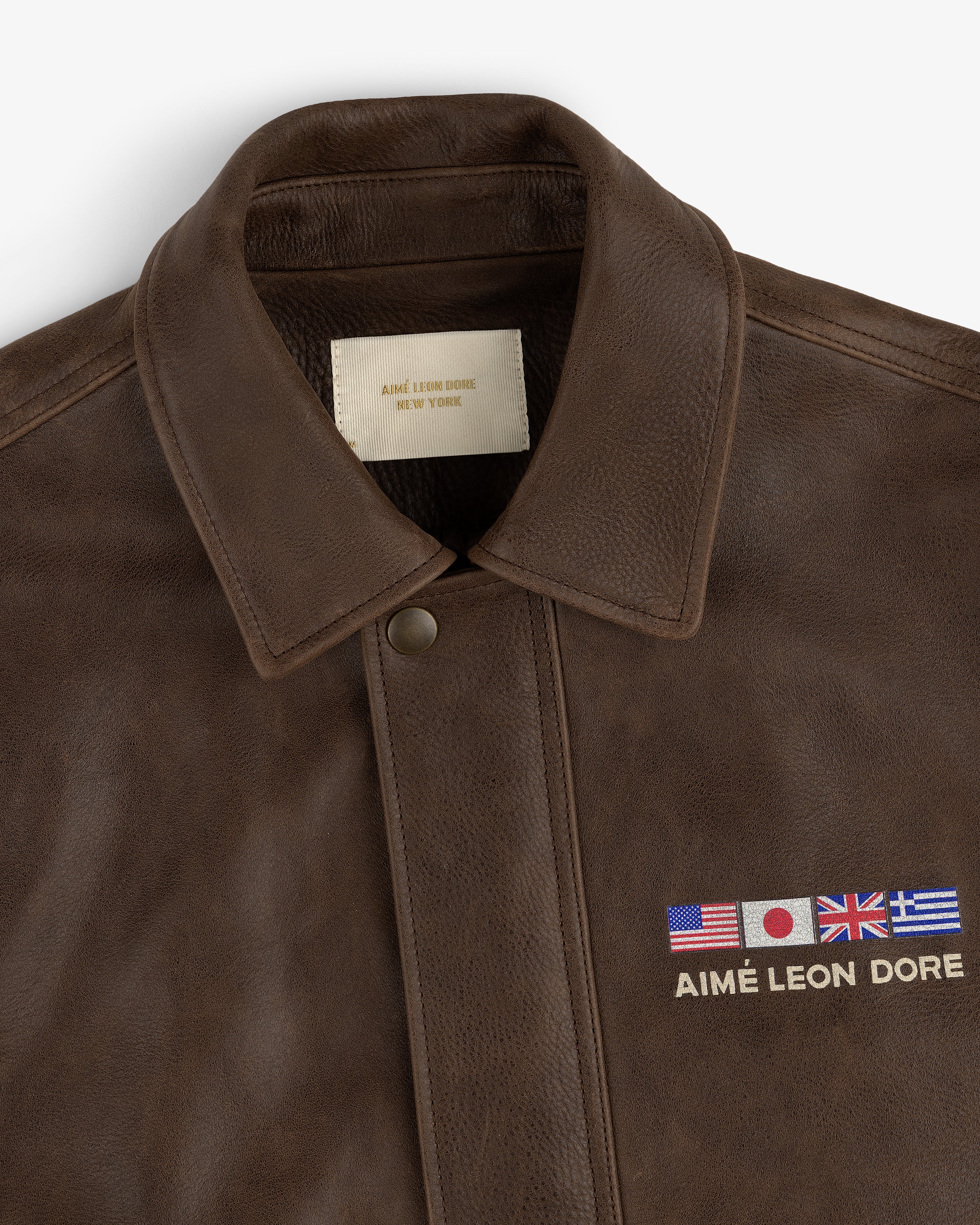 World's Borough Leather Flight Jacket - Image 5
